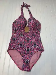 Boden One Piece Enhancer Swimsuit Swim Women Pink Floral 34E NEW