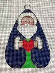 Hand Painted Needlepoint Canvas 18 CT SANTA XMAS ORNAMENT