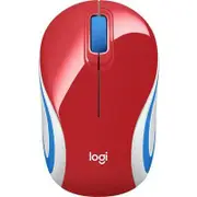 Logitech M187 Mouse - Radio Frequency - USB - Optical - 3 Button(s) - Bright Red - Wireless