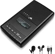 Voijump Cassette Players Recorder, Portable Tape USB Player with Stand-Alone Mic, Cassettes Tape Digital Converter to USB Flash Disk, Built-in Speaker, Retractable Handle, 3.5MM Headphone