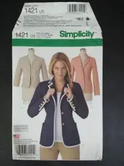 Simplicity 1421 Misses Unlined Jacket with Variations Sizes 16-24 UNCUT