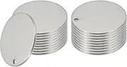 uxcell 18 Pcs Metal Stamping Blanks, 20mm Round Name Tags Stainless Steel Circle Blanks Label Flat Plate Disc with Hole for Laser Engraving Stamping Dog Tags Keychain Making, Silver Tone