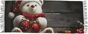 [AIXIWAWA] Women's Pashminas Scarf Christmas Bear Print, Shawls Wrap Lightwight with Tassel for Evening Dress Dinner Party, Multicolor