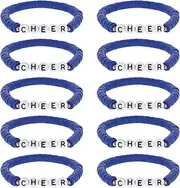 Cheer Gifts Bulk for Team 12Pcs Cheerleading Clay Beaded Bracelet, Stackable Friendship Bracelets Girls' Charm Bracelets Cheer Team Gifts for Cheerleaders Blue, adjustable, Agate