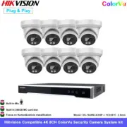 Hikvision 12MP 8CH 8POE CCTV Security Camera System Kit 4K 8MP ColorVu Audio IPC