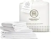 Threadmill 100% Organic Cotton Sheets for Queen Size Bed | GOTS Certified - Percale Sheets Queen - Soft Cooling Sheets - Deep Pockets | 4 Piece Bed Sheets Queen Sheet Set | White Sheets