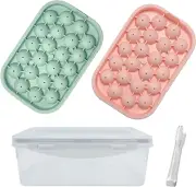 2 Packs Small Round Sphere Ice Cube Trays with a Container BPA Free Round Sphere
