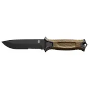 Gerber Strongarm Fixed Blade Serrated Edge Knife Modular MOLLE Sheath Brown