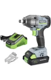 WORKPRO 20V Cordless Impact Wrench 1/2 in, Brushless Impact Gun with Batter