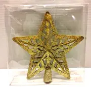 Gold Glitter Christmas Tree Snowflake Pattern Star Topper New