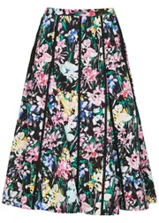 3.1 Phillip Lim Flowerworks Floral-print Cotton-poplin Midi Skirt - Black Multi - 4 (UK8 / S) 4 (UK8 / S)