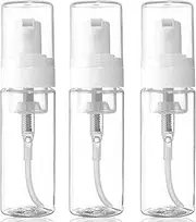 3-Pack Travel-Sized Foaming Pump Bottles - Empty Foaming Liquid Soap Dispensers - for Refillable Travel Hand Soap Shampoo Foaming Castile Cosmetics - BPA Free (Clear, 100ml/3.3oz)