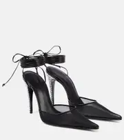 [Magda Butrym] Magda Butrym Embellished mesh and leather pumps AU 6 black