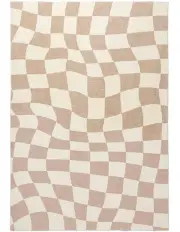 [Miss Amara] Logan Abstract Checkered Washable Rug in Beige and Ivory
