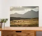 Herd of Antelope with Mountains 5mm thick Plastic Poster Ready to Hang 60x45cm