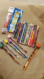 Vintage Pencils Lot Retro Nostalgic Pencils 80s 90s Holiday NEW Disney Blues