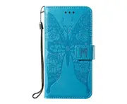 C55 Blue Smartphone Large Butterfly Embossed Case Holder for iPhone 13mini 5.4 inch