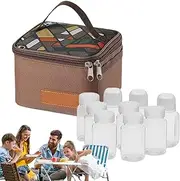 Portable Camping spiceStorage Bag with 9 spiceJars, Camping spiceSet Kit, Outdoor spiceContainers, 600D Oxford Cloth Camping Seasoning Condiment Organizer for Travel Hiking BBQ