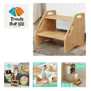Wooden Step Stool, Two Step Stools Toddler 300 lbs Capacity with Safety Non-S...