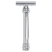 MERKUR Safety Razor 38C | Barber Pole Gloss Chrome | Two Piece Razor with Straight Cut | Closed Comb | Ideal for Wet Shaving | Die-Cast Zinc | Brass Handle | Made in Germany