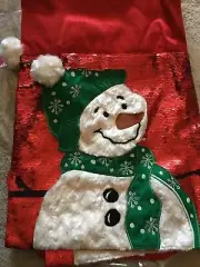 Pier 1 Imports Christmas Snowman Red Mantel Scarf FLIP SEQUINS 82" x 24" NIP