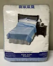 Kmart Home Essentials Polyester Blanket Light Blue 72x90 USA Made Vintage NIP