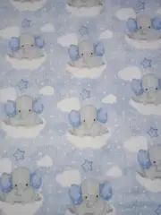Elephants What A Star BlueFlannelette Cotton Fitted Cot Sheet Handmade