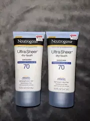 2 x Neutrogena Ultra Sheer Dry-Touch SPF 70 Sunscreen Lotion 3fl. oz ex 10/2024