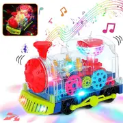 Gear Train Toy Light Up Music Electric Train Toy Transparent Kids Cartoon Toy