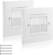2 Pack Brush Wall Plate with White Brushes, Brush Plate for Covering Outlets & Tidying Cords, Wall-Mounted Cable Brush Plate for Easy Cable Management