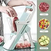 Mandoline Slicer for Meat and Vegetables, Adjustable Blades Thickness Kitchen Safe Slice Julienne Vegetable Chopper Cutter Dicer for Fruit/Potato/Onion/French Fry Slicer/Cheese with Brush