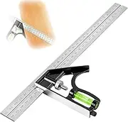 Combination Square 300 mm, Combination Square, Try Square with Spirit Level and Scriber Needle, 45 90 Degree Angle Stop Angle Metal for Precise Measuring and Marking