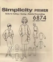 SIMPLICITY Primer 6874 MISSES' SIZE 10 SUIT & BLOUSE SEWING PATTERN VINTAGE