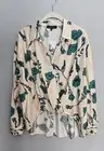 NWT RACHEL Rachel Roy Top Blouse L Rayon Blend Hi Lo Teal Floral Tropical Print