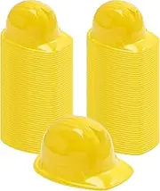 100 Pcs Yellow Construction Hats for Kids Plastic Yellow Kids Party Hat Bulk Construction Birthday Hat Soft Construction Worker Hat for Toddler Construction Birthday Party Decorations Supplies Favors