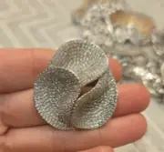 Unique swoosh cz pave Timeless Brooch rohdium plated
