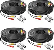 Omilik 4 Pack 65ft BNC Video Power Cable Security Camera Cable Wire Cord for CCTV DVR Surveillance System with Connectors (BNC Female and BNC to RCA) (65FT, 4 Pack)