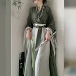 花語畔【青山】魏晉風 漢服女 印花廣袖南北朝中國風 八破裙日常 漢元素 古代服裝 古風服飾【菜菜小時尚】