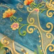 Voile Tulle Curtains Drapes Fabric Embroidery Floral Countryside Home Decor