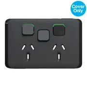 Clipsal Iconic Double Powerpoint 10A + Extra Switch Skin Solid Edge Black