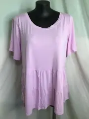 AUTOGRAPH SOFT PINK "FLUTTER SLEEVE" PEPLUM STRETCH TOP SZ 20-NEW IN!!