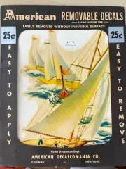 Vintage 40’s Decals Sailboat Tiles Kitchen Cottage #A31