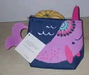 Thirty-One Food Pouch Narwhal Splash Cool Zip Snacker 6×5 New With Tags