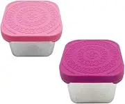 Stainless Steel Condiment Cup Dipping Sauce Cups Container, Square Small Stainless Steel Snack Containers with Lids,Salad Dressing Container Small Condiment Containers with Lids,Red +Pink