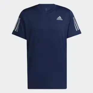 【adidas 愛迪達】Own The Run Tee 男 短袖 上衣 運動 慢跑 訓練 反光 吸濕 排汗 深藍(HM8445)