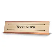 Tech Guru Rose Gold Frame Desk Sign (2x8") | Novelty Workplace