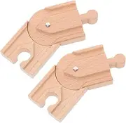 NOLITOY 2Pcs Wooden Train Track Accessories Assembled Train for Imaginative Play Natural Material Enhances Parent Interaction