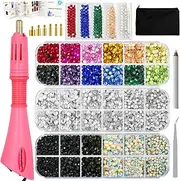 Hotfix Applicator, Hot Fix Rhinestones Setter Applicator Tool, Bedazzle Kit with Rhinestones,3 Boxes AB,Rainbow,Clear,Color Rhinestones, Including Tips, Tweezers, Pencil, Tray, SS10,SS16,SS20, 4360Pcs