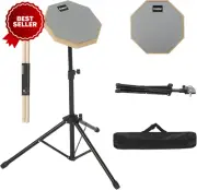 Drum Pad Stand Set with Drum Practice Pad, 8'' Double Sided Silent Drum Pad, 5A
