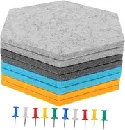 KALLORY 6-Side Felt Wall Tiles Pushpin Bulletin Board Decorative Office Wall Decor